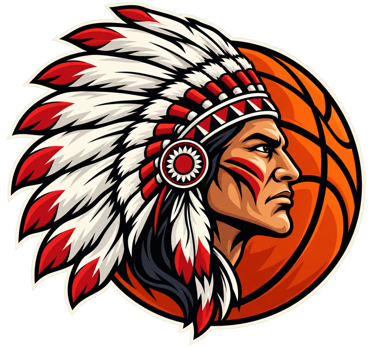 Chief and basketball team emblem
